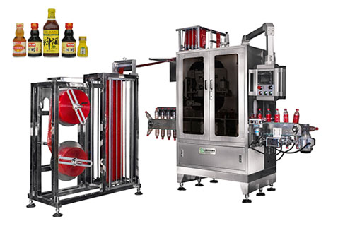 sleeve applicator machine for seasoning bottles